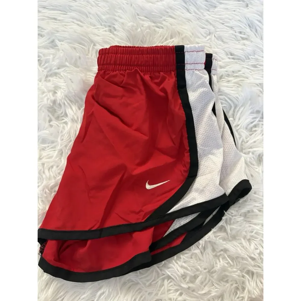 Nike Dri Fit Girls S Red W/black & White Classic Lined Sport Shorts. Great Pair